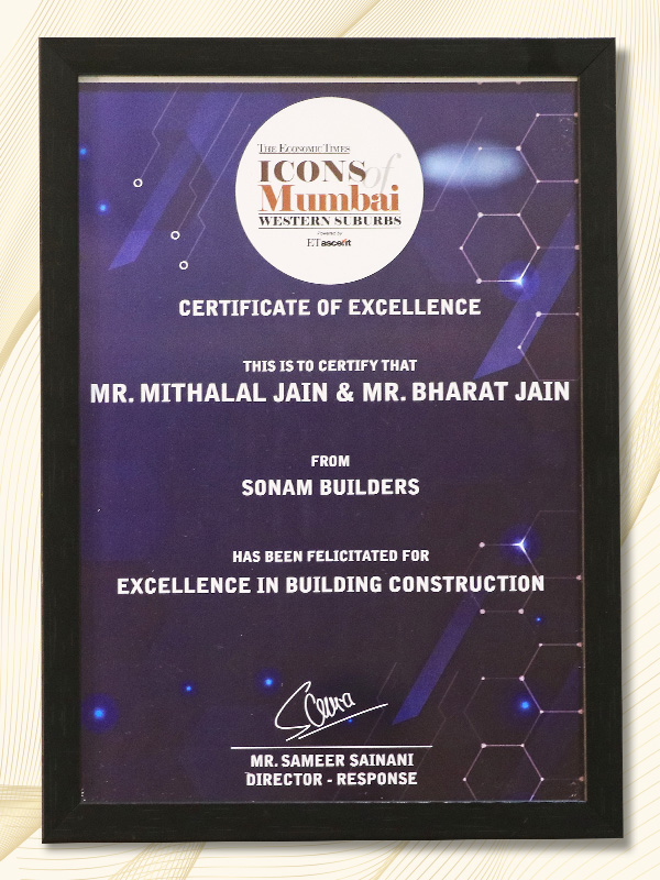 Award for Excellence in Building Construction by The Economic Times Icons of Mumbai (Western Suburbs)