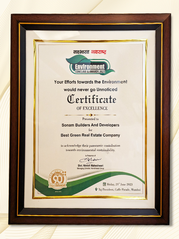 Best Green Real Estate Company Award by Navbharat's Environment Conclave & Awards 2023
